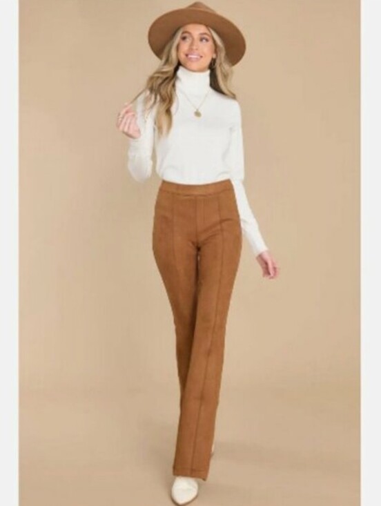 SPANX Pants - Spanx Faux Suede Flare Pants In Rich Camel